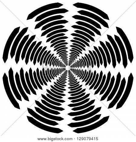Circular, Rotating Spiral, Vortex Element, Motif. Abstract Geometric Shape. Non-figural Monochrome I