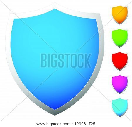 Set Of Shield Shapes, Icons In 6 Colors