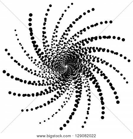 Artistic Circular Concentric Design Element With Random Dots. Dotted Spiral.