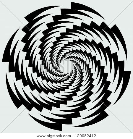 Circular, Rotating Spiral, Vortex Element, Motif. Abstract Geometric Shape. Non-figural Monochrome I