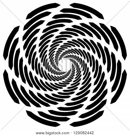 Circular, Rotating Spiral, Vortex Element, Motif. Abstract Geometric Shape. Non-figural Monochrome I