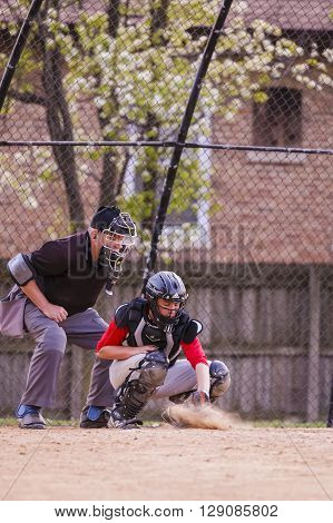 Morton Grove, IL, USA - 05.06.2106. Youth Baseball Match between Norwood Park Team and Morton Grove Park Team took place in Morton Grove, IL on 05.06.2016