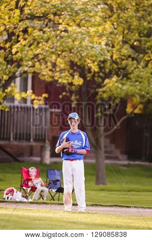 Morton Grove, IL, USA - 05.06.2106. Youth Baseball Match between Norwood Park Team and Morton Grove Park Team took place in Morton Grove, IL on 05.06.2016