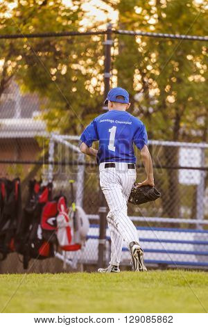 Morton Grove, IL, USA - 05.06.2106. Youth Baseball Match between Norwood Park Team and Morton Grove Park Team took place in Morton Grove, IL on 05.06.2016