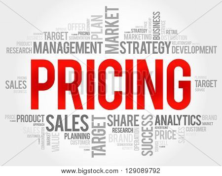 Pricing word cloud business concept, presentation background