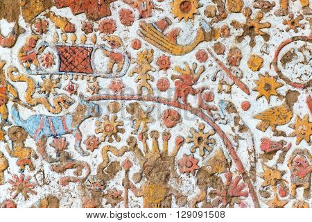 Details Of An Ancient Mural In Peru