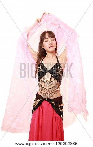portrait of belly dancer on white background