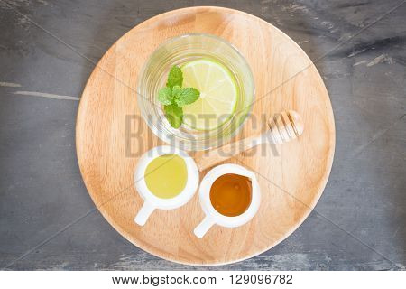 Cup of honey lime healthy drink, stock photo