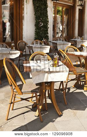 Cafe on the street of European city, Italy.