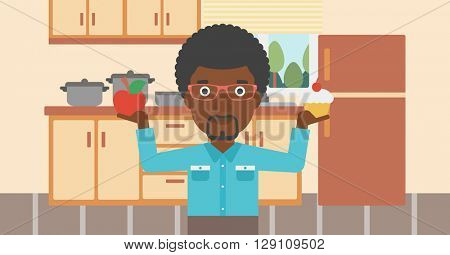 Man with apple and cake.