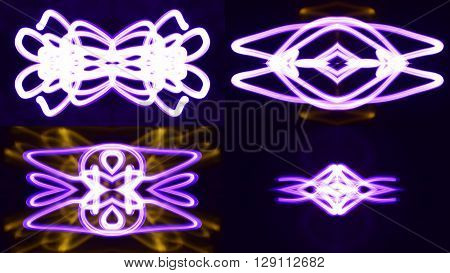 Ultraviolet light figures trace a ray, forms of energy discharge