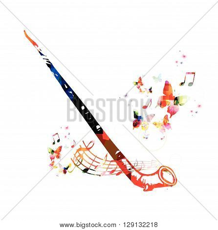 Colorful music background. Alp horn design vector