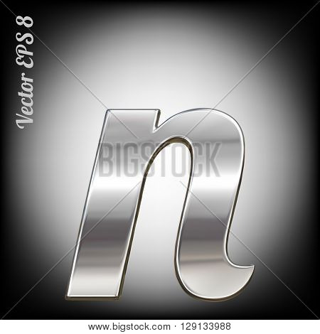Vector letter n from metal alphabet. Lovercase metal font collection. EPS 8