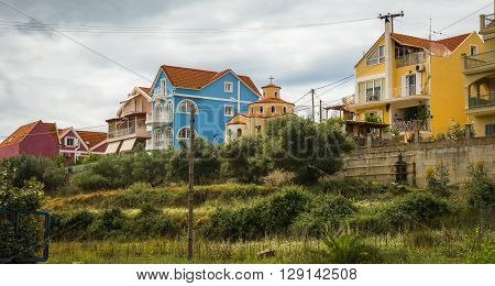 Bright Colored Houses In Argostoli