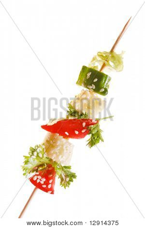 vegetables on a spit
