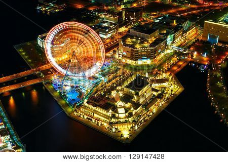 YOKOHAMA JAPAN - NOVEMBER 24 2015: Minato Mirai 21 is a seaside urban area in central Yokohama whose name means "Harbor of the Future"