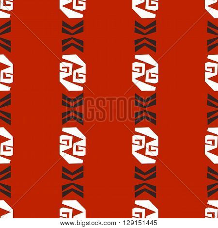Seamless vector abstract native pattern on red background