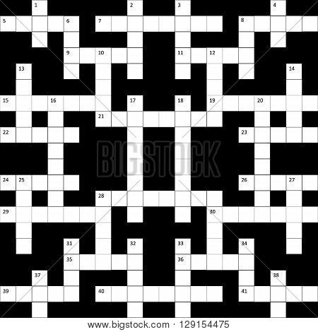 the crossword puzzle grid with numbers is empty. vector illustration