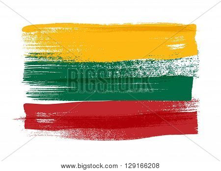 Lithuania colorful brush strokes painted national baltic country Lithuanian flag icon. Painted texture.