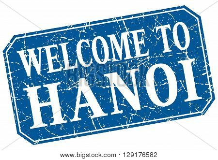 welcome to Hanoi blue square grunge stamp