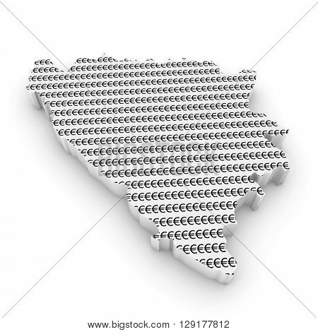 Bosnian And Herzegovinan Financial Concept Image - 3D Illustration Map Outline Of Bosnia And Herzego