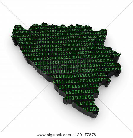 Bosnian And Herzegovinan Technology Industry Concept Image - 3D Illustration Map Outline Of Bosnia A