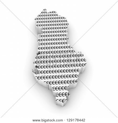 Albanian Financial Concept Image - 3D Illustration Map Outline Of Albania With Euro Symbols