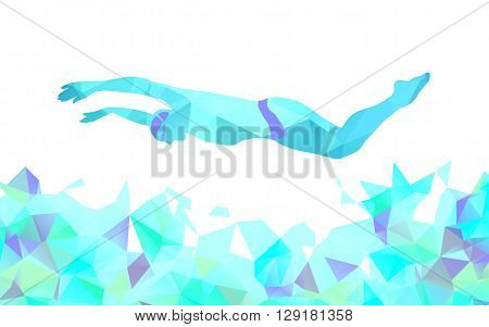 Butterfly Swimmer Color Silhouette. Sport swimming dolphin kick. Vector Professional Swimming Illustration