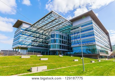 Utrecht Netherlands - April 20 2016: modern building at the university campus. The campus The Uithof is well known for its extraordinary and experimental architecture