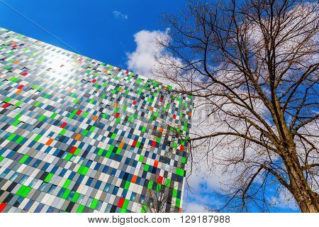 Utrecht Netherlands - April 20 2016: student accommodation building at the university campus. The campus The Uithof is well known for its extraordinary and experimental architecture