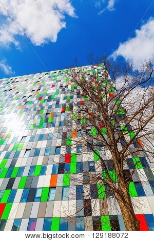 Utrecht Netherlands - April 20 2016: student accommodation building at the university campus. The campus The Uithof is well known for its extraordinary and experimental architecture