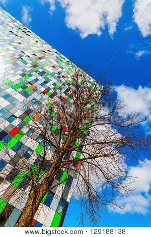 Utrecht Netherlands - April 20 2016: student accommodation building at the university campus. The campus The Uithof is well known for its extraordinary and experimental architecture