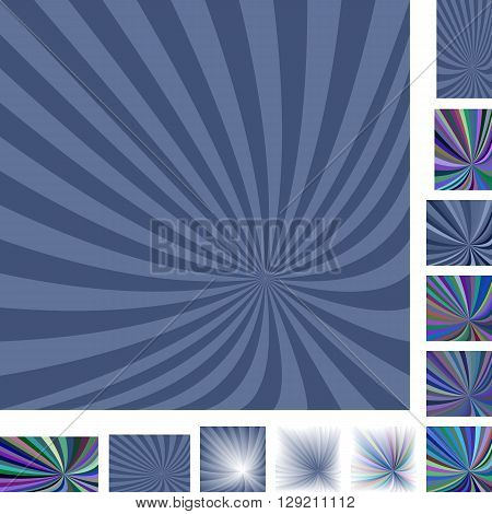 Retro grey vector ray burst design background set. Different color, gradient, screen, paper size versions