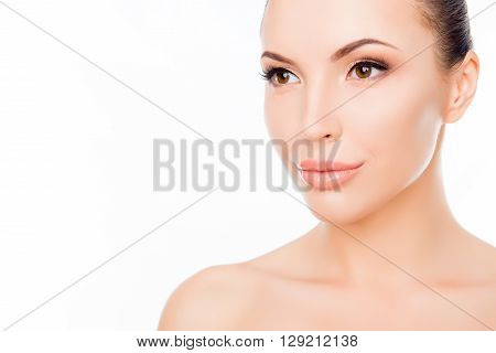 Portrait Of Beautiful Sensual Woman Wth Smooth Skin On Face