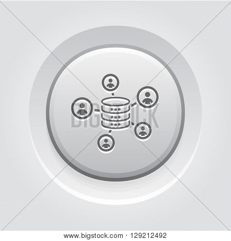 Collecting Data Icon. Business Concept. Grey Button Design