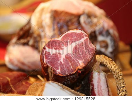 Sirloin In The Butcher In Lazio Region In Italy