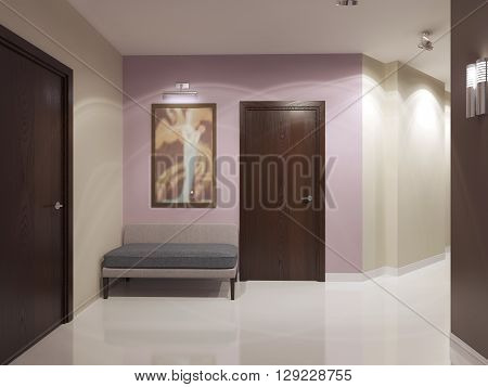 Luxury entrance in minimalist design. 3D render