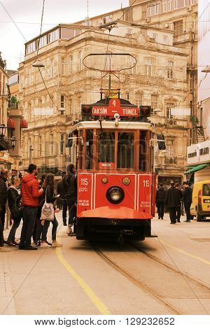 Vintage Trolley In Istanbul, Turkey