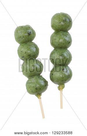 Japanese confectionery kusa dango mugwort-flavored rice dumpling