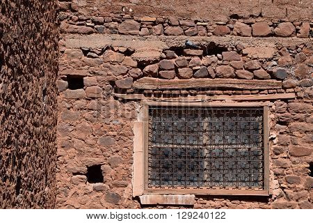 Kasbah Telouet, Morocco, the architectural details of ancient buildings, now home to the pigeons