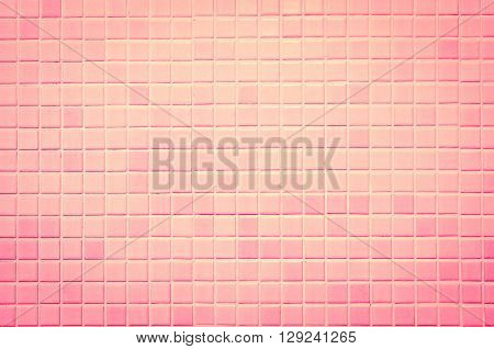 Vintage style design of pink mosaic tile texture wall of floor wall pattern decorate and background