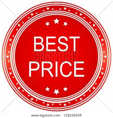 Red best price star button. Vector image.