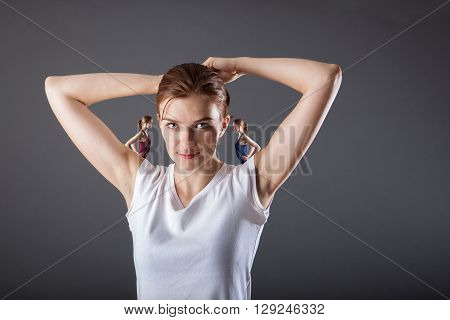 Good and Bad Concept with Woman in Studio shot