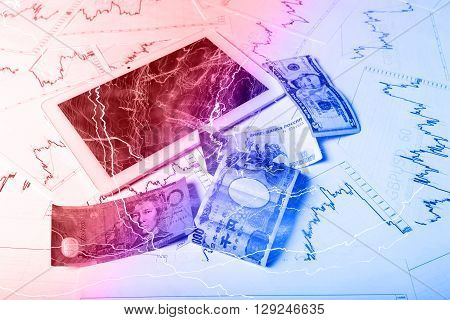 Forex trading background concept in red and blue