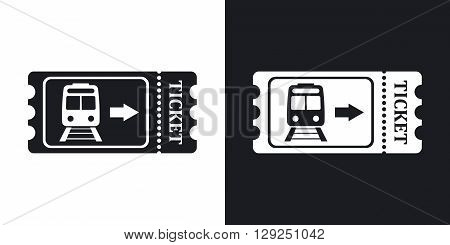 Train ticket icon stock vector. Two-tone version on black and white background