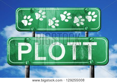 Plott, 3D rendering, rough green sign with smooth lines