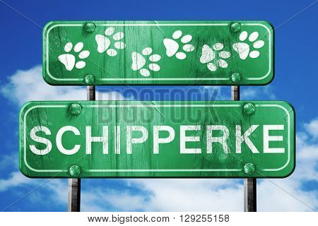 Schipperke, 3D rendering, rough green sign with smooth lines
