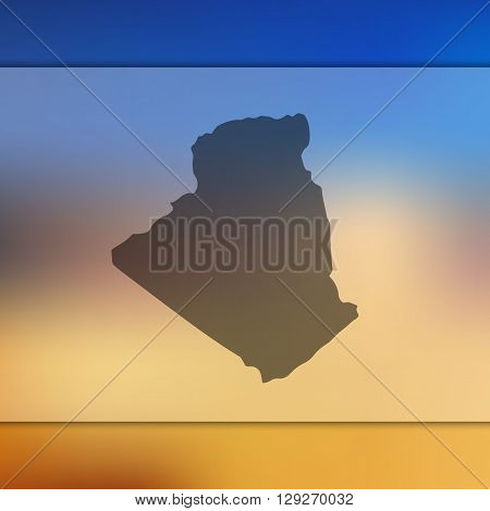 Algeria map on blurred background. Algeria vector map. Blurred background with silhouette of Algeria.