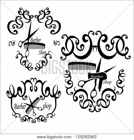 vector logos for "barber shop".Vector set of vintage barber shop labels.