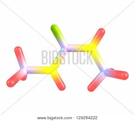 Dimethylurea is a urea derivative and used as an intermediate in organic synthesis. 3d illustration